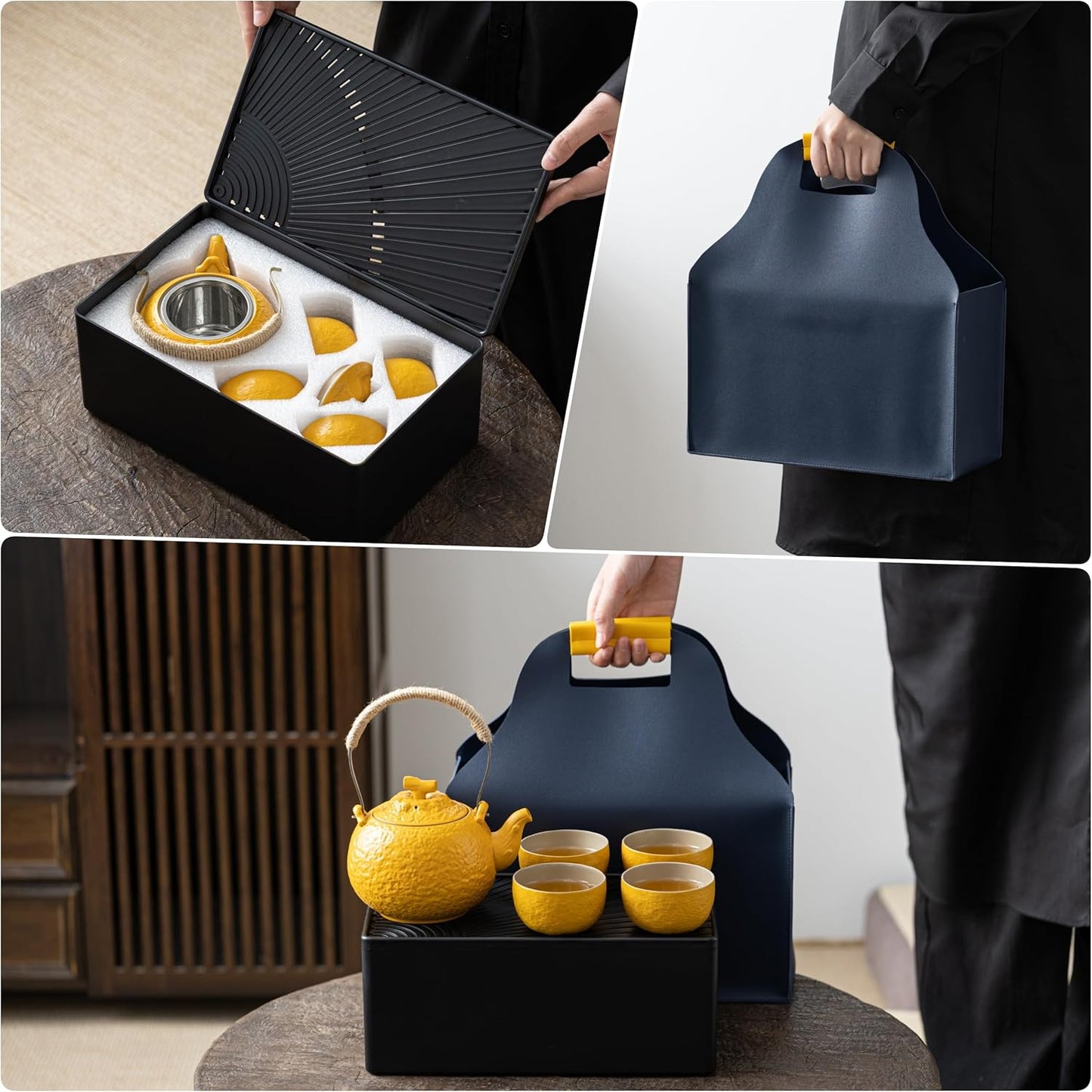 TEANAGOO Japanese Tea Set, Chinese Tea Sets, Porcelain Japanese Tea Cups, Chinese Gongfu Tea Set, Asian Tea Set for Adults, Japanese Teapot Set, 1 Teapot (700ml/25oz) + 4 Tea Cups(205ml/7.2oz), U4