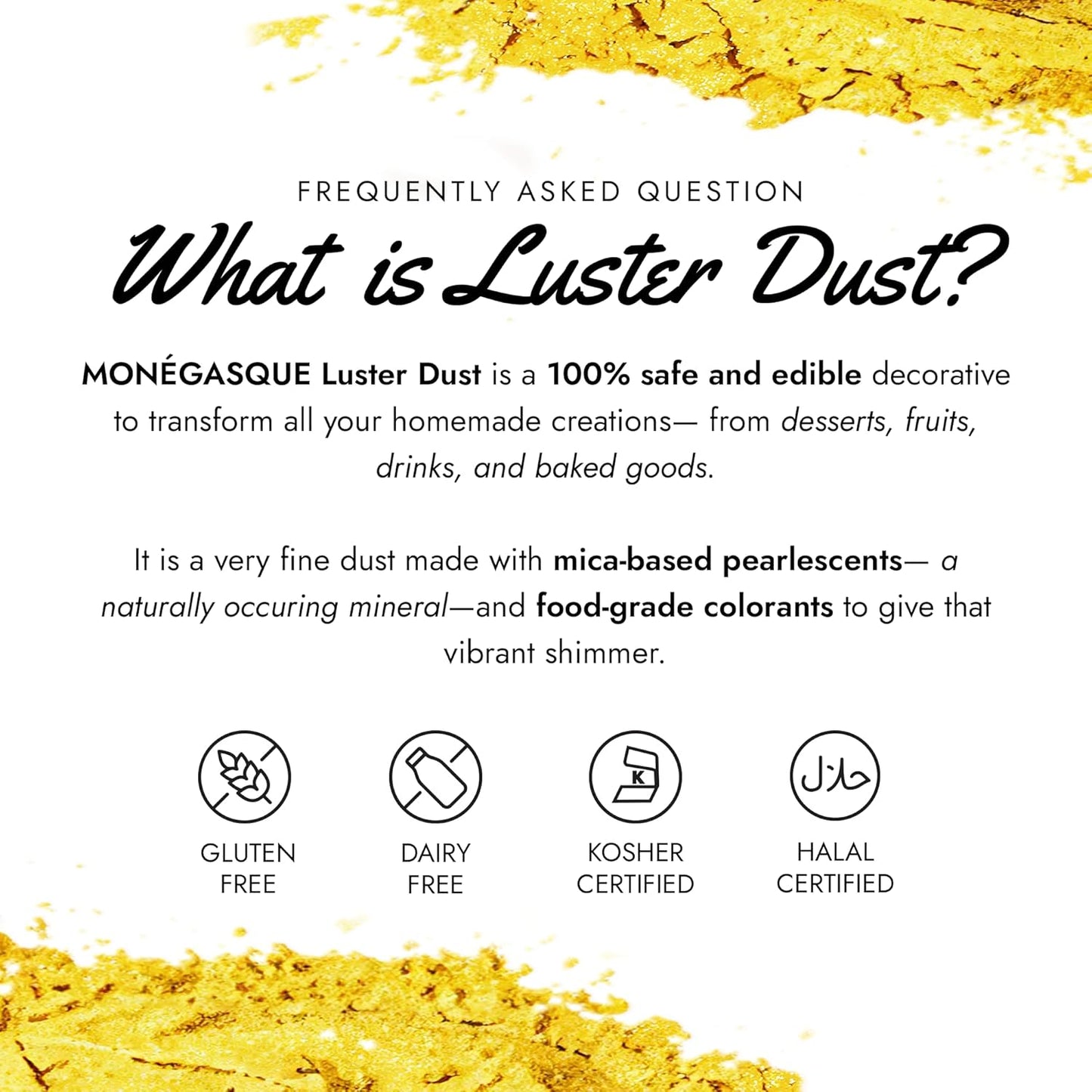 MONÉGASQUE Luster Dust Edible Glitter for Drinks 12 Pcs Set – Best Gift Idea for Bakers – Bakers Gift Set for Cake Decorations – Edible Glitter for Cakes & Cocktails – Cake Decorating Supplies