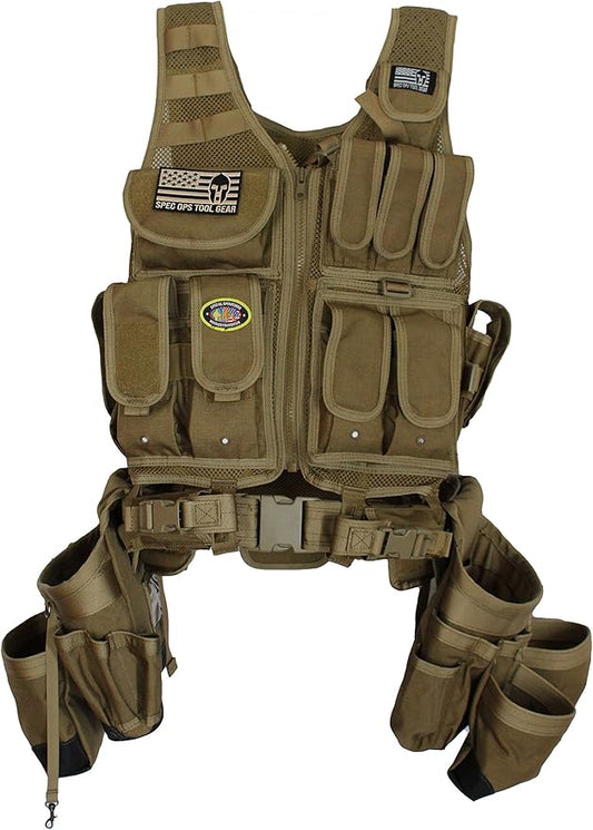 SOTG Charlie Tactical Tool Vest with Tools Pouches, Lightweight & Durable Construction Vest with Weight Dispersal Technology for Construction Work, Framers, Electricians, Carpenters