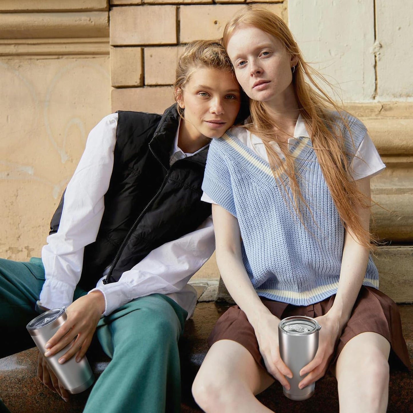 20 oz Tumbler with Lid Stainless Steel Insulated Tumblers Bulk Double Wall Vacuum Cups Powder Coated Travel Mug Keep Drinks Cold and Hot, Stainless Steel, 4 Pack