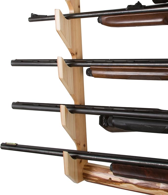 Rush Creek Creations Indoor 5 Rifle/Shotgun Wall Storage Display Rack - Convenient Easy Assembly