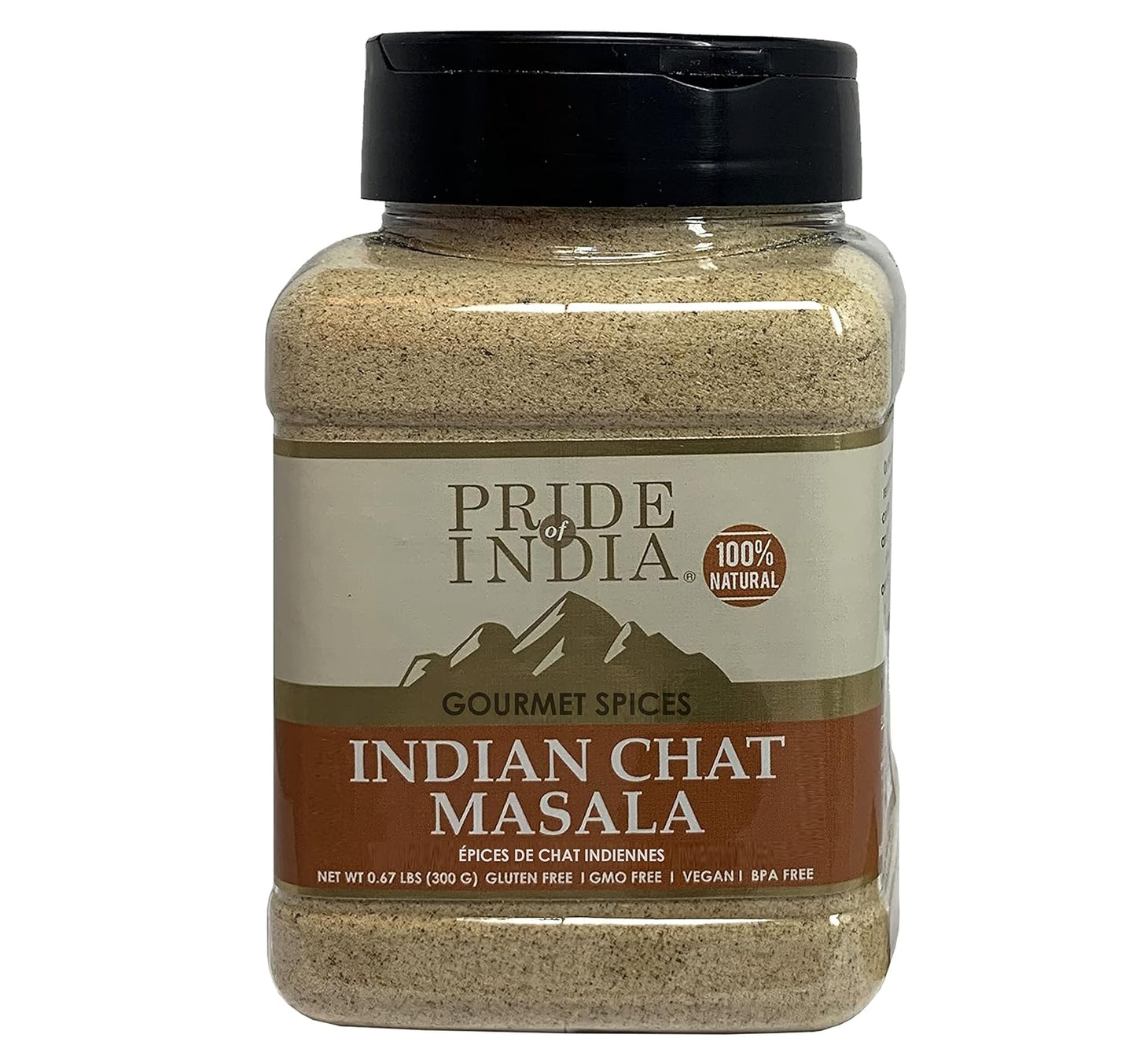 Pride of India – Indian Chat Masala Seasoning Spice – Ideal for Savory Dishes – Perfect Seasoning for Drinks/Salads/Fruits – Preservatives Free – Easy to Store – 8oz. Medium Dual Sifter Jar