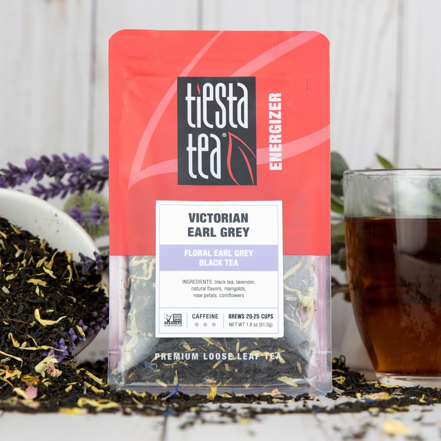 Tiesta Tea - Victorian Earl Grey, Loose Leaf, Floral Earl Grey Black Tea, Premium Blend, High Caffeinated Black, Make Hot or Iced Brews Up to 25 Cups, 1.8 Ounce Resealable Pouch