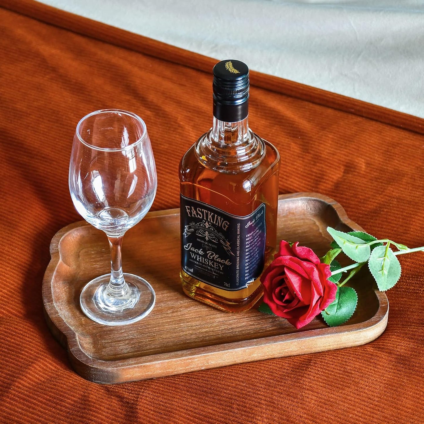 Rustic Wood Serving Tray Set of 2 Brown Rectangular Decorative Trays Farmhouse Charcuterie Boards Platter for Food, Fruit, and Coffee Great for Bed, Living, Ottoman, Coffee Table, Kitchen, or Party.