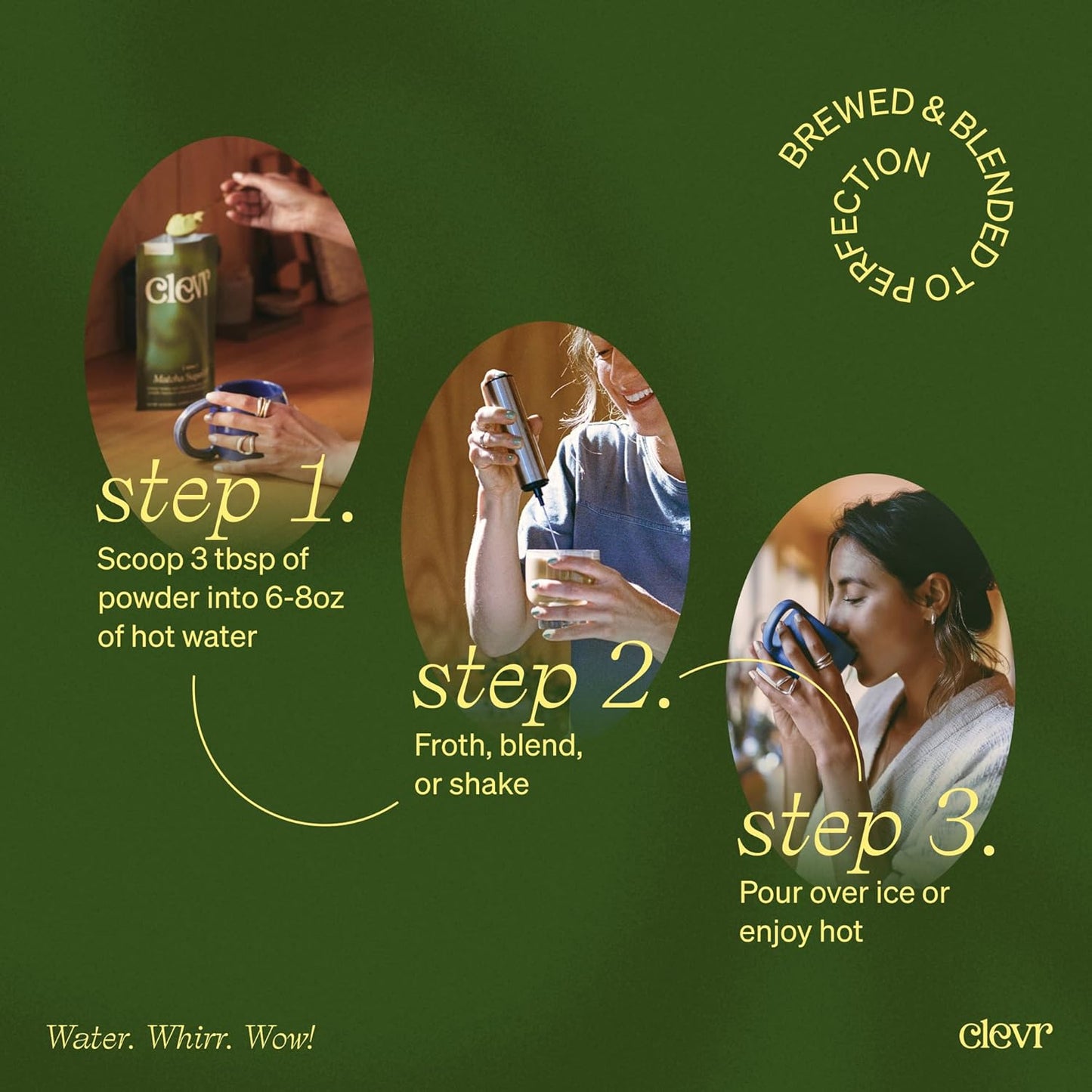 Clevr Blends Organic Honey Lavender Matcha SuperLatte, Instant Ceremonial Grade, Superfood Powder Blend, Oat Milk, Lion Mane, Reishi Mushroom, Coconut Cream, Ashwagandha, Serve Hot or Iced (14 Lattes)