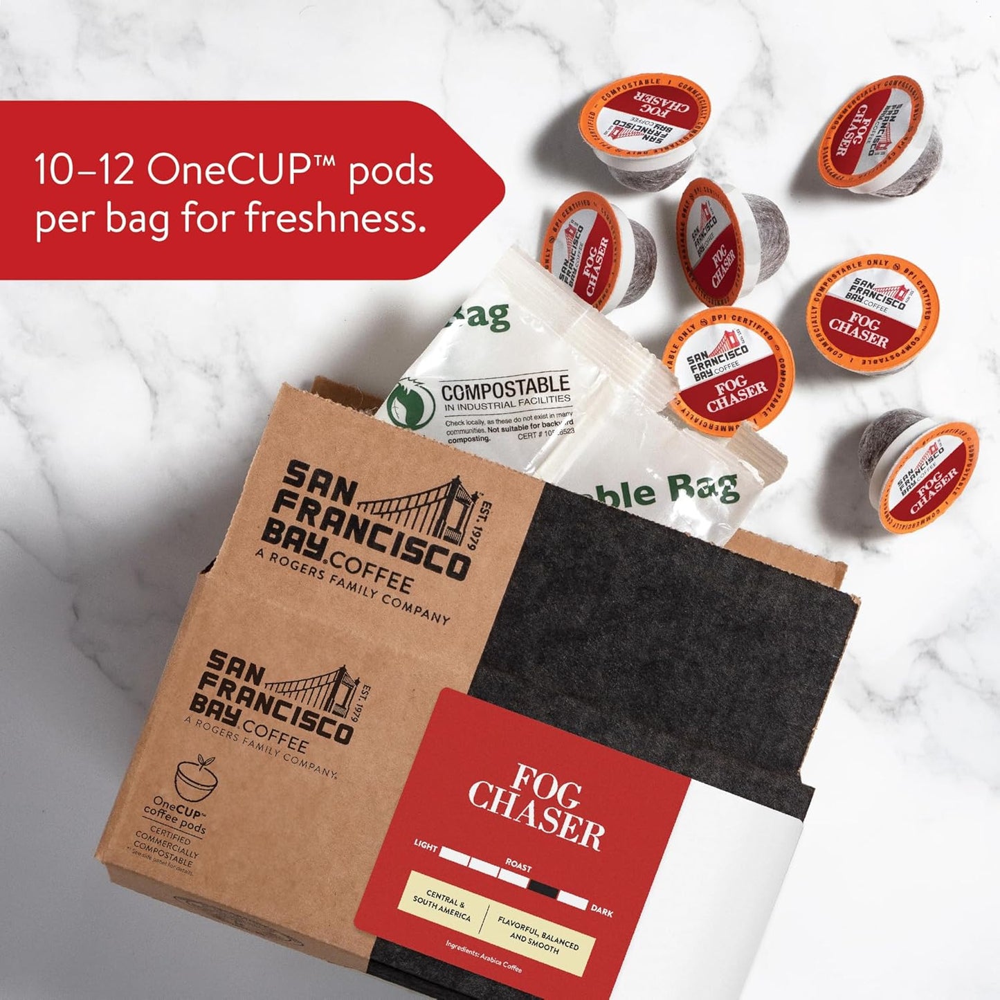 San Francisco Bay Compostable Coffee Pods - Fog Chaser (36 Ct) K Cup Compatible including Keurig 2.0, Medium Dark Roast