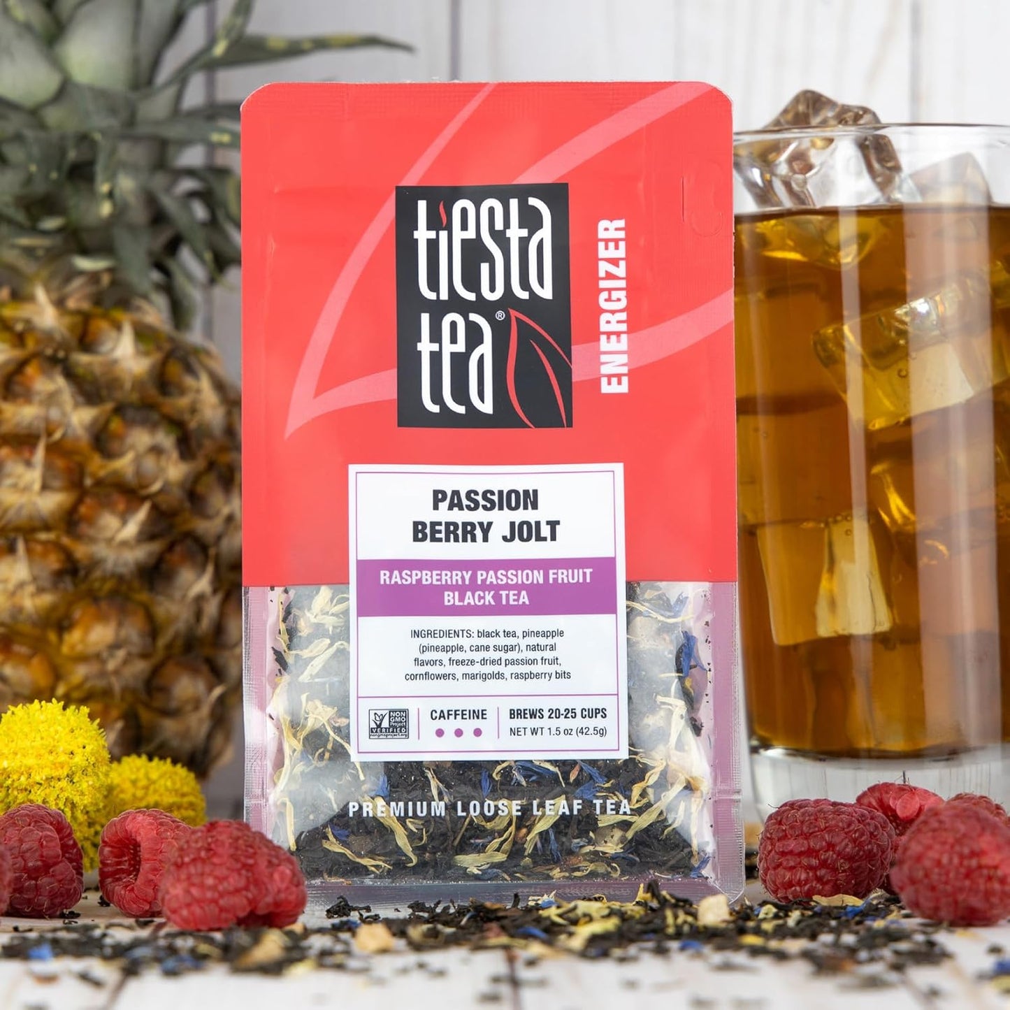 Tiesta Tea - Passion Berry Jolt, Loose Leaf, Raspberry Passion Fruit Black Tea, Premium Caffeinated Black Blend, Make Hot or Iced & Brews Up to 25 Cups, 1.5 Ounce Resealable Pouch
