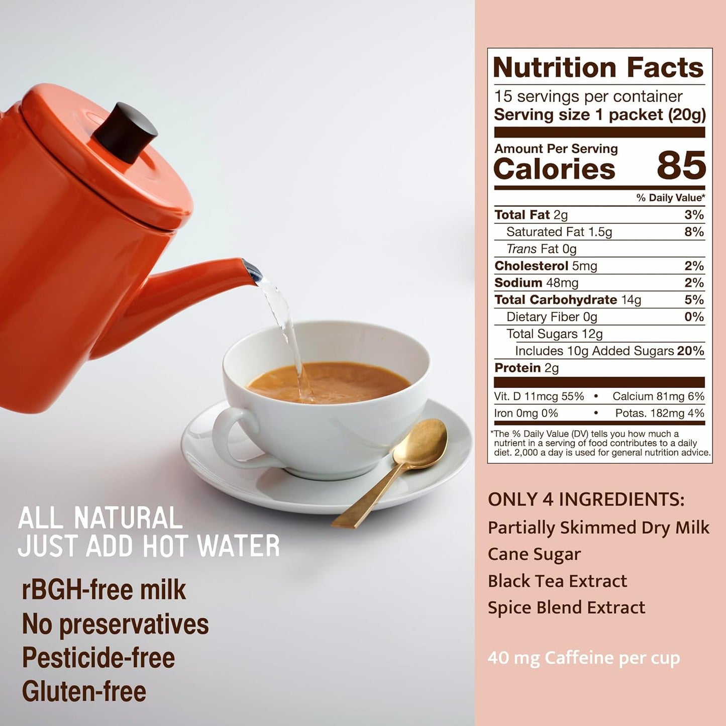 Jaipur Avenue Variety Chai Tea Mix Crafted with All-Natural Assam Black Tea, Cardamom, Cane Sugar, and Premium Dry Milk - Preservative-Free, Gluten-Free, Authentic Indian Chai Tea Latte - (12 Count)