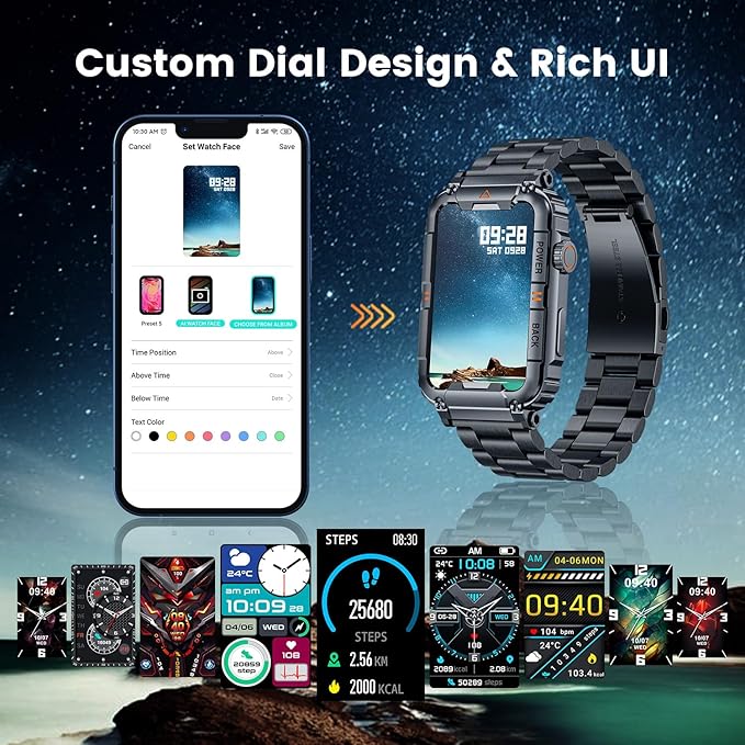 Smartwatch for Men Fitness Tracker Watch: Smart Watch with Answer/Make Call Heart Rate Blood Pressure Sleep Monitor Step Counter 100+ Sports Modes Waterproof 1.57" Activity Trackers for Android iOS