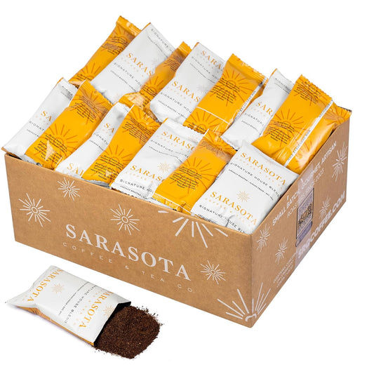 Sarasota Coffee Ground Packets | Gourmet Medium Roast Bulk Packs | Breakfast Blend | Low Acid Mold Free Individual Single Pot Pouches for 12 Cup Coffee Maker | 2 Ounce Bags, 36 Count