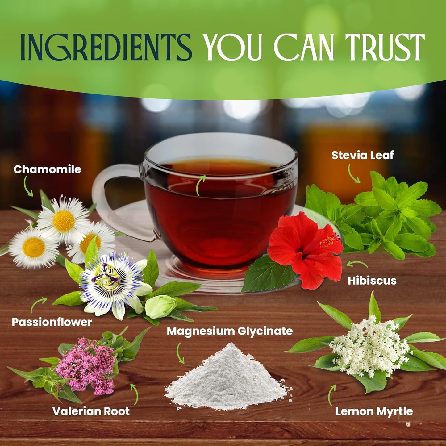 MagniTea Herbal Sleep Aid Magnesium Glycinate Muscle Relaxation Tea Ritual Valerian Root Bedtime Solution Natural Alternative KETO Friendly Vegan Certified Zero Sugar Chamomile Blend Stress Relief Melatonin Free