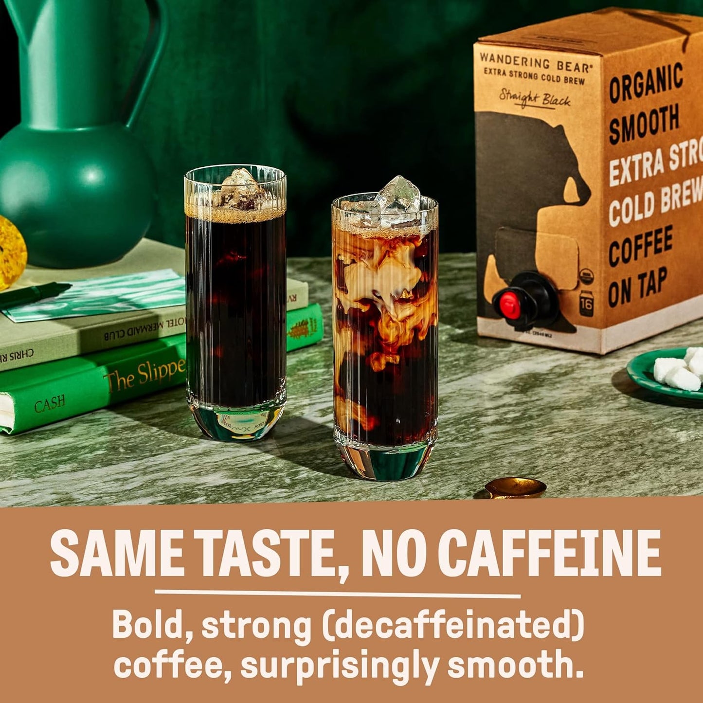 Wandering Bear Decaf Cold Brew Coffee On Tap, 96 fl oz - Bold, Smooth, Unsweetened, Shelf-Stable, Ready to Drink, Iced Cold Brewed Coffee Drinks - Gluten Free & Vegan Decaf