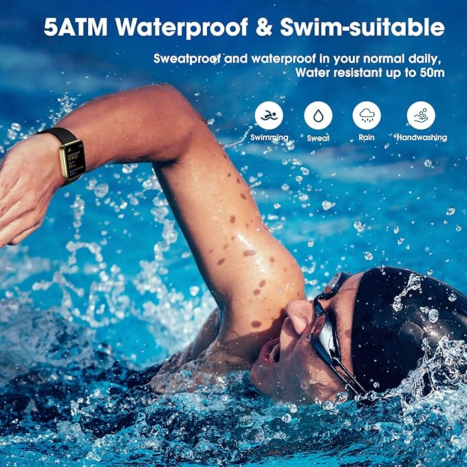 Smart Watch for Women Men, Fitness Tracker Watch with Heart Rate Monitor, Sleep, Blood Oxygen Tracker, 5ATM Waterproof Smartwatch Sports Watch Compatible with Android iOS Phones Step Calories Counter