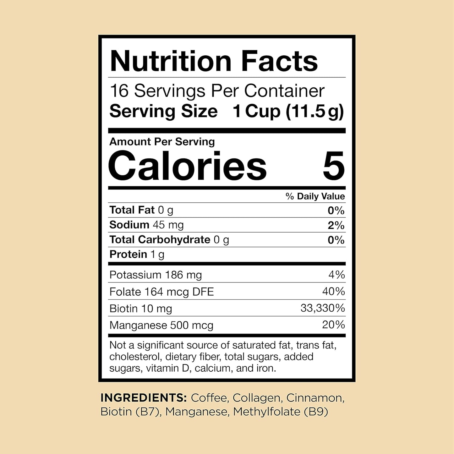 VitaCup Beauty Collagen Coffee Pods for Hair, Skin & Nails, with Biotin & Folate, Medium Dark Roast, Keto Friendly, Recyclable Single Serve Pod Compatible with Keurig K-Cup Brewers,32 Ct