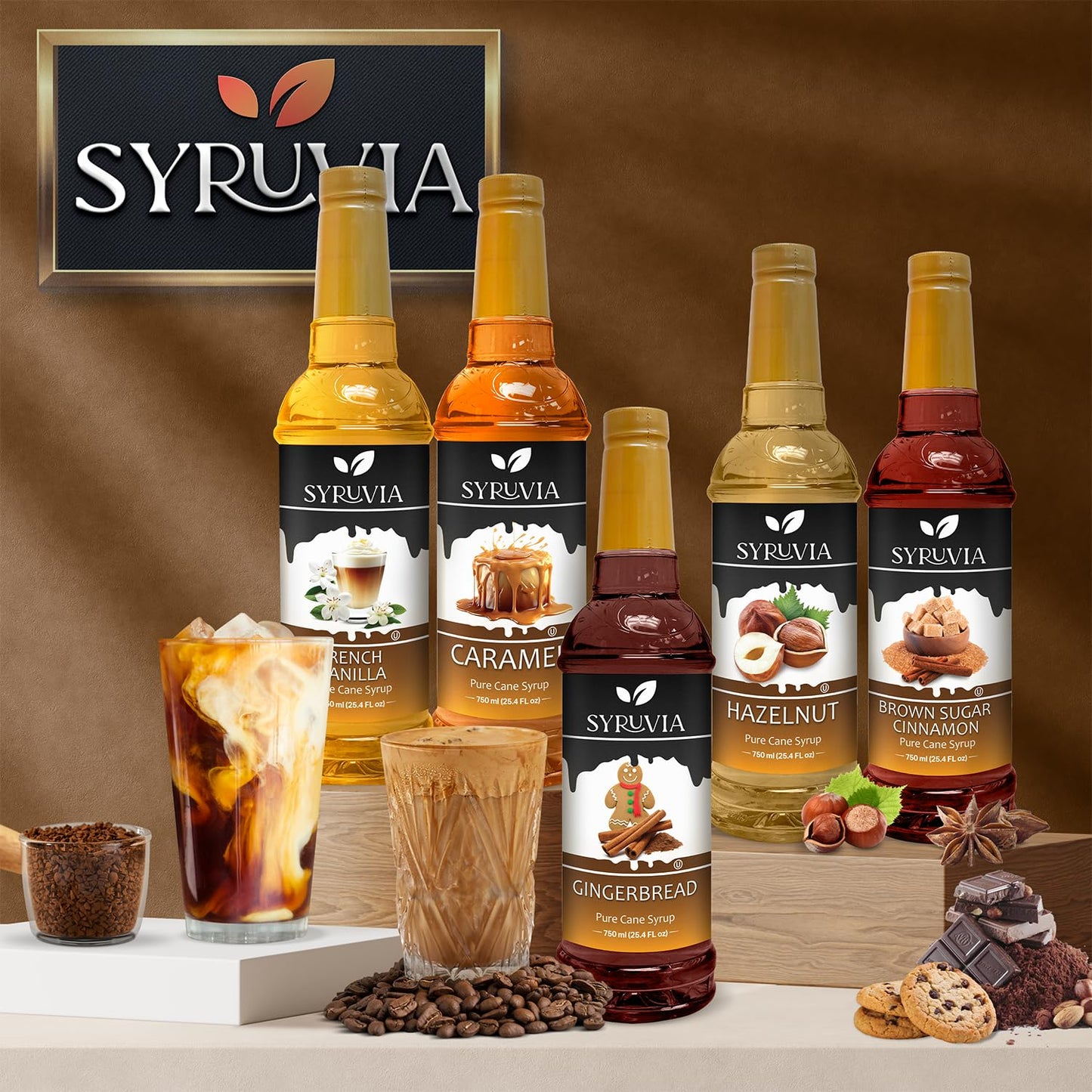 Syruvia Gingerbread Syrup for Coffee 25.4 fl Ounces Gingerbread syrup for Cocktails