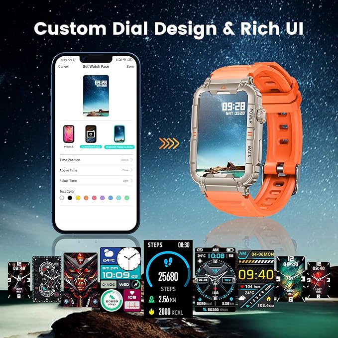 Smartwatch for Men Fitness Tracker Watch: Smart Watch with Answer/Make Call Heart Rate Blood Pressure Sleep Monitor Step Counter 100+ Sports Modes Waterproof 1.57" Activity Trackers for Android iOS