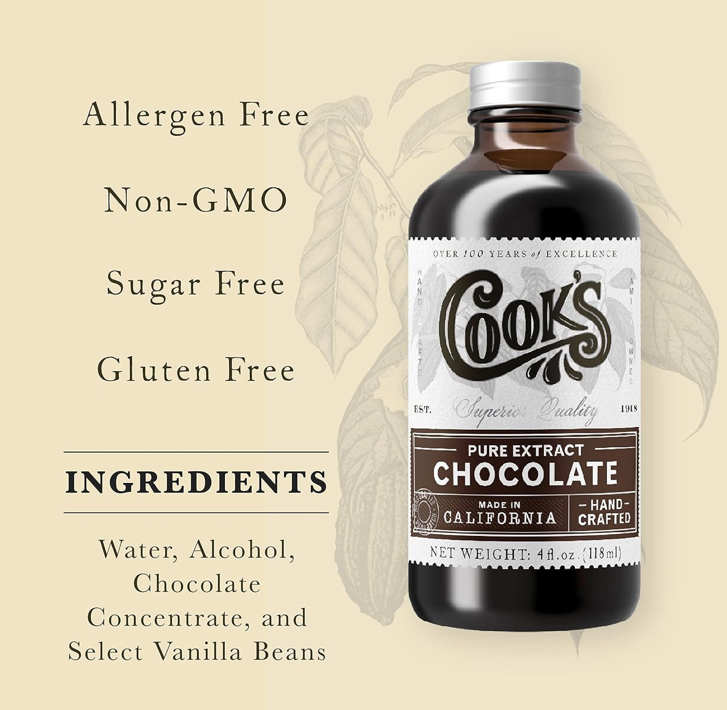 Cook's Pure Chocolate Extract 8 oz