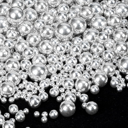 Twisweet Silver Pearl Sprinkles for Cake Decorating, Edible Sugar Pearls for Baking, Mix Size, Cake Topper Cupcake Cookie Ice Cream Dessert Decorations, Valentines Birthday Christmas Supplies (130g/4.58oz)