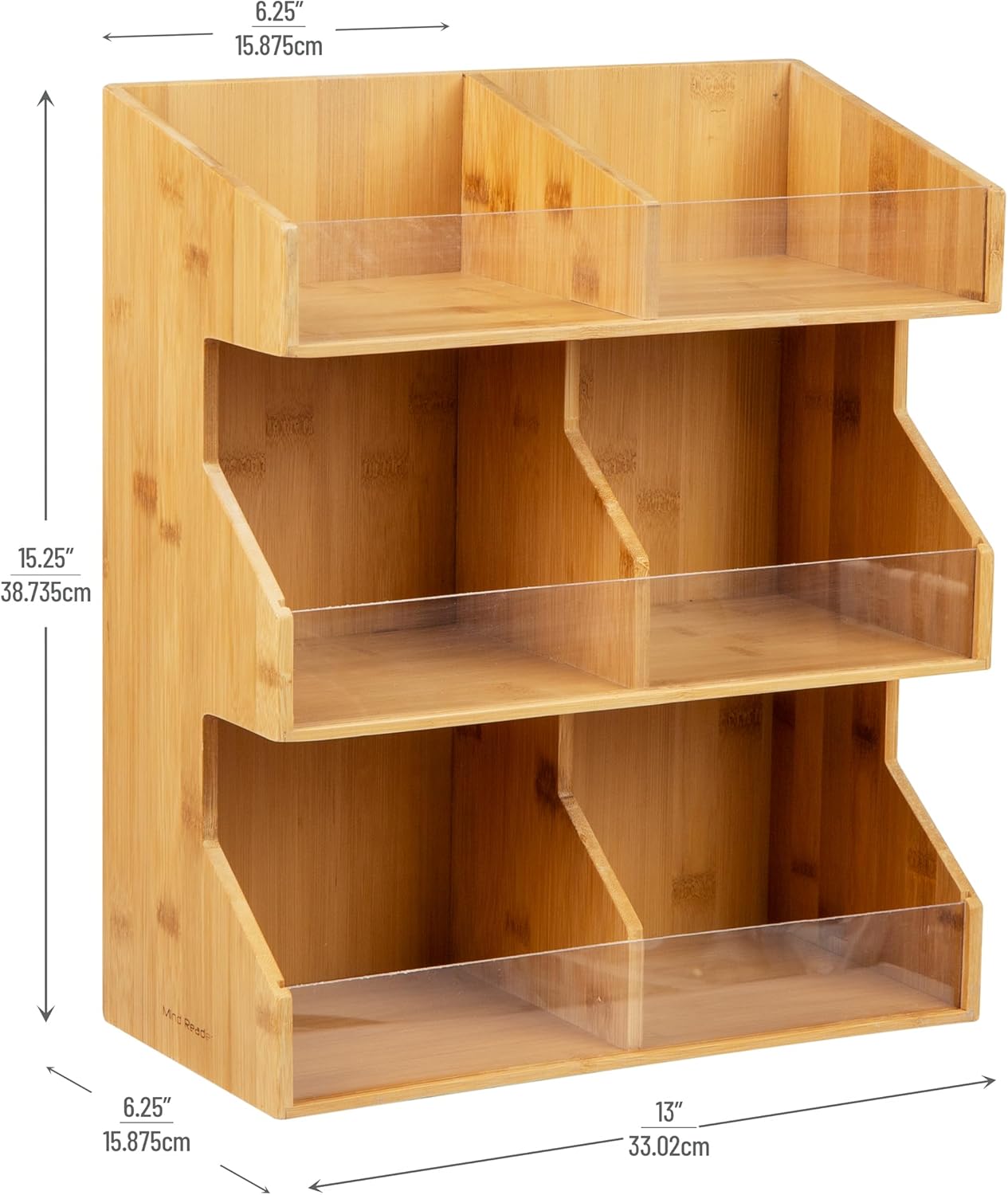 Mind Reader Coffee Pod Condiment Station, Countertop Organizer, Kitchen, Rayon from Bamboo, 13" L x 6.25" W x 15.25" H, Brown