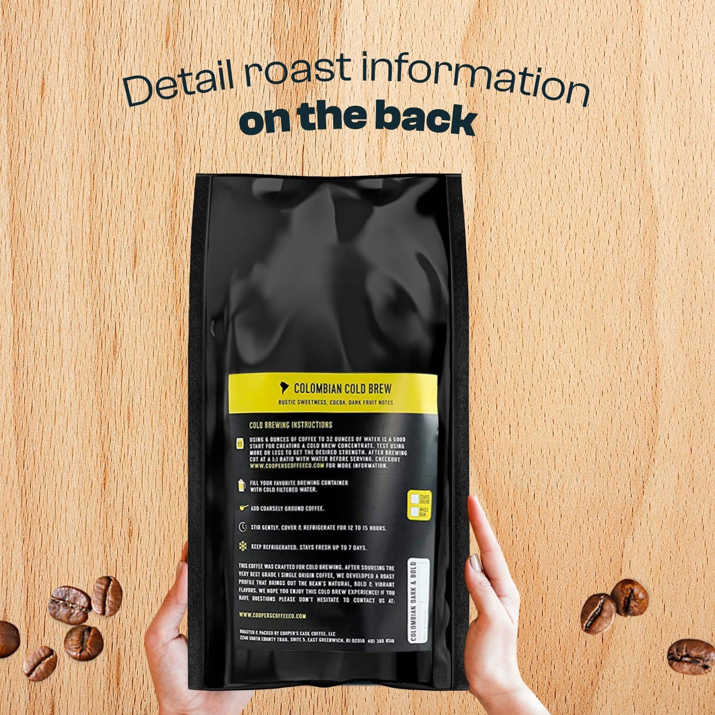 Cold Brew Coffee Colombian Reserve Single Origin Coarsely Whole Bean Coffee - 5 lb. Bag - Dark Roast