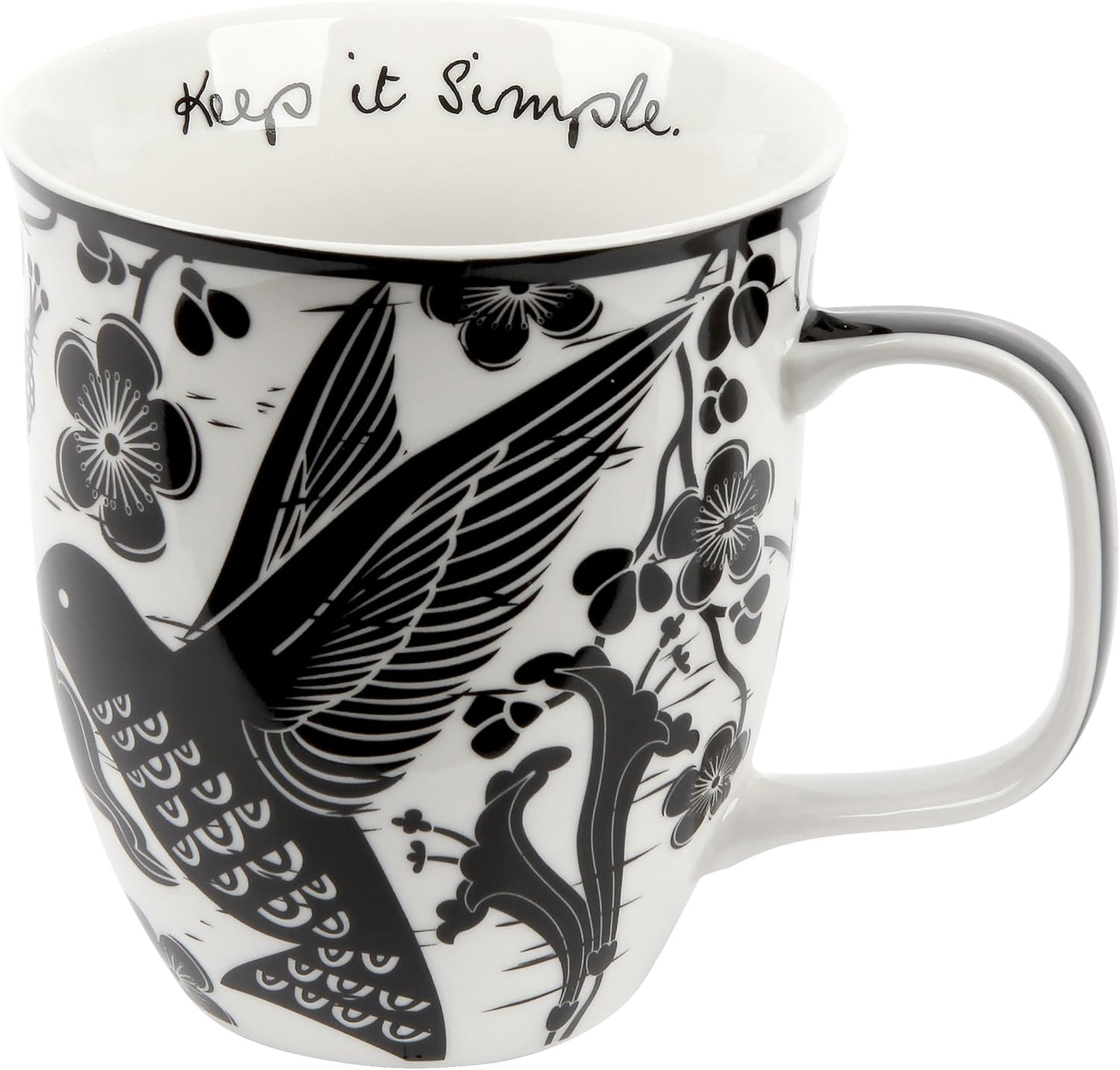 Karma Gifts 16 oz Black and White Boho Mug Hummingbird - Cute Coffee and Tea Mug - Ceramic Coffee Mugs for Women and Men, 1 Count (Pack of 1)