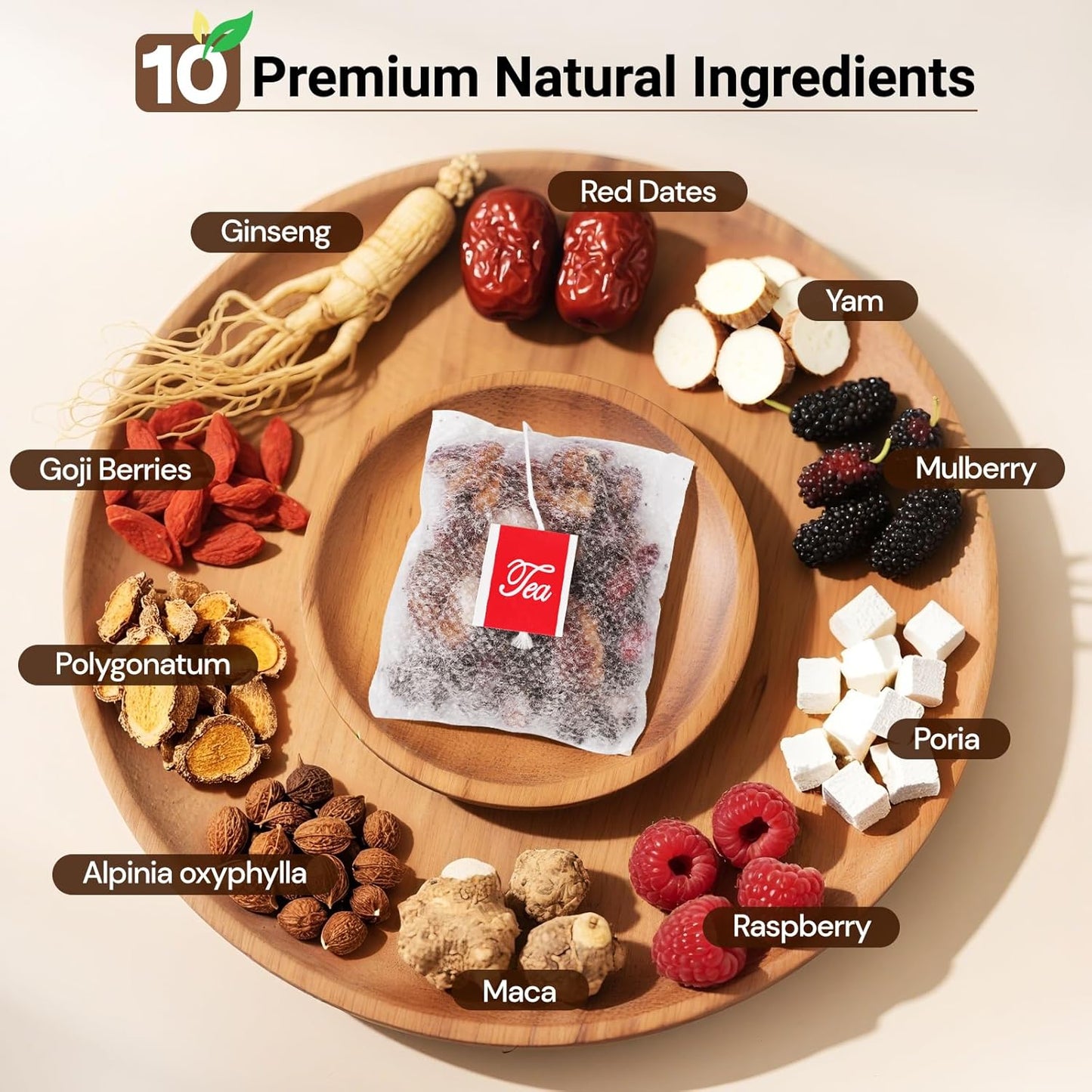 Kidney Tea Formula Ginseng Six Treasure Tea, Ginseng Five Treasure Cleanse Detox Teabag, 10 Precious Ingredients Formula Support Kidney and Live Health for Men Women (25 Bags/1 Pack)