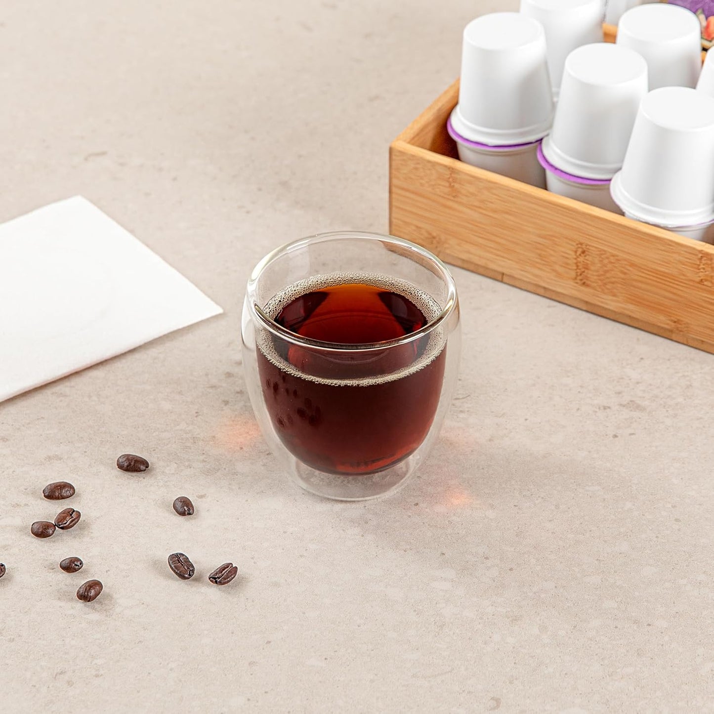 Restaurantware-Forma Professional 8.5 Ounce Double Wall Coffee Cups, 2 Insulated Latte Glasses - Dishwashable, Reusable, Clear Glass Beverage Cups, Freezable, For Hot Or Cold Beverages