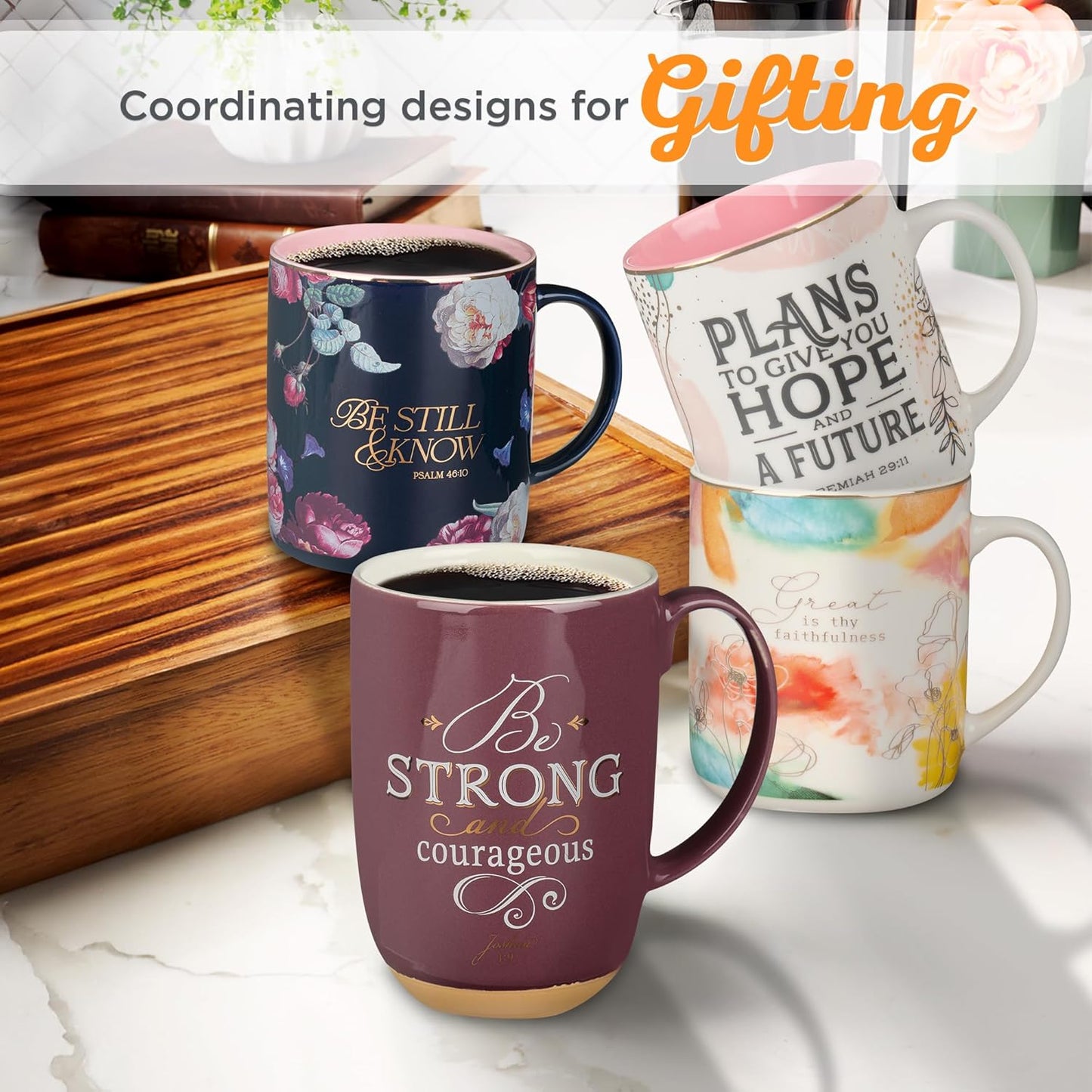 Christian Art Gifts Floral Ceramic Coffee Mug – 14 oz. Lead and Cadmium-free, Non-Toxic Inspirational Scripture Coffee and Tea Mug for Women with Bible Verse: Plans to Give You A Hope –Jeremiah 29:11