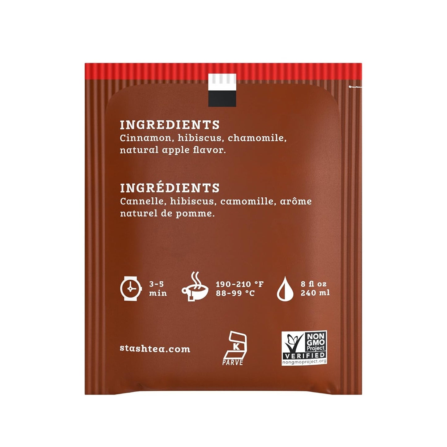 Stash Tea Cinnamon Apple Chamomile Herbal Tea - Naturally Caffeine Free, Non-GMO Project Verified Premium Tea with No Artificial Ingredients, 20 Count (Pack of 6) - 120 Bags Total