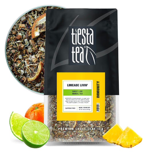 Tiesta Tea - Limeade Livin, Loose Leaf, Sweet Lime Herbal Tea, Premium Non-Caffeinated Blend, Make Hot or Iced, Brews Up to 200 Cups, 16 oz Resealable Bulk Pouch