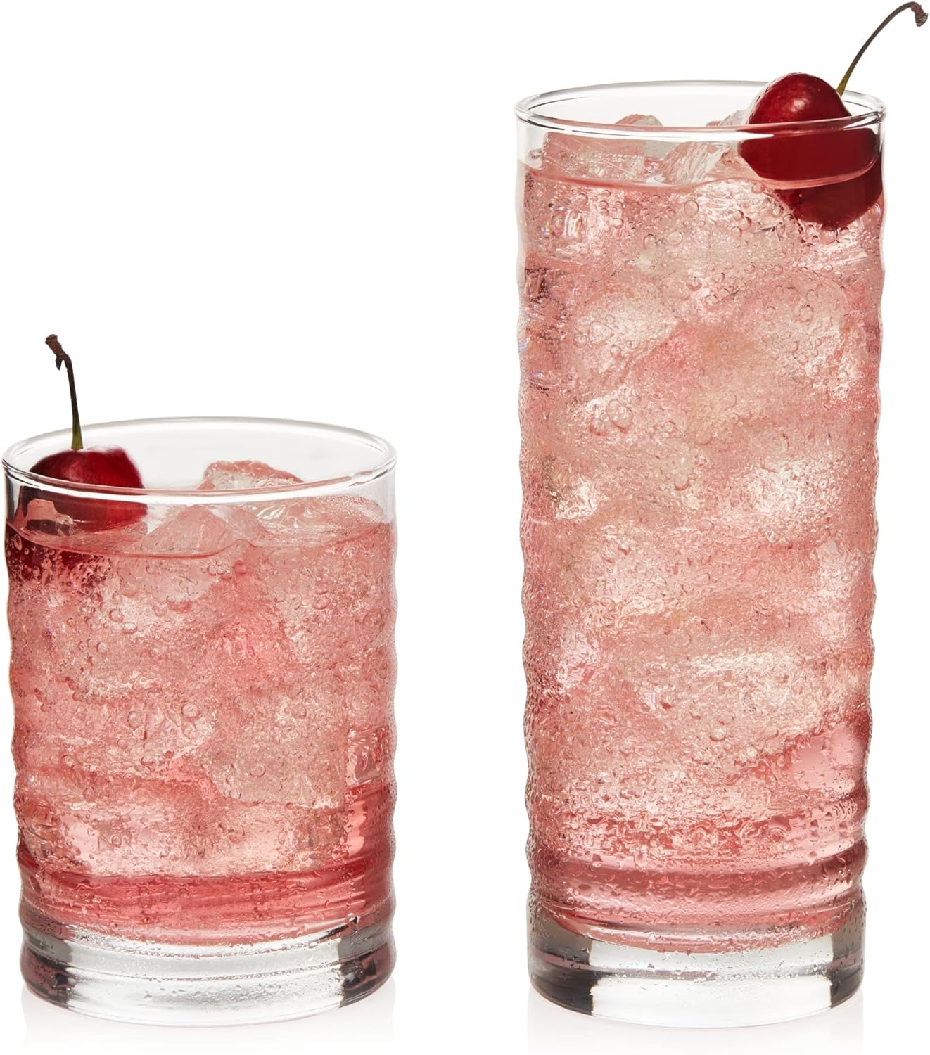 Libbey Pueblo Tumbler and Rocks Glass Set, Wavy and Groovy Drinking Glasses Set, Dishwasher Safe Glasses Drinking Set of 16 for Everyday Family Meals