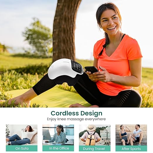 Snailax Cordless Knee Massager with Heat, FSA HSA Eligible, Heating Pad for Knee Pain, 3 Vibration Modes & 3 Heating Levels, Gifts for Men, Women, Heated Knee Brace Wrap