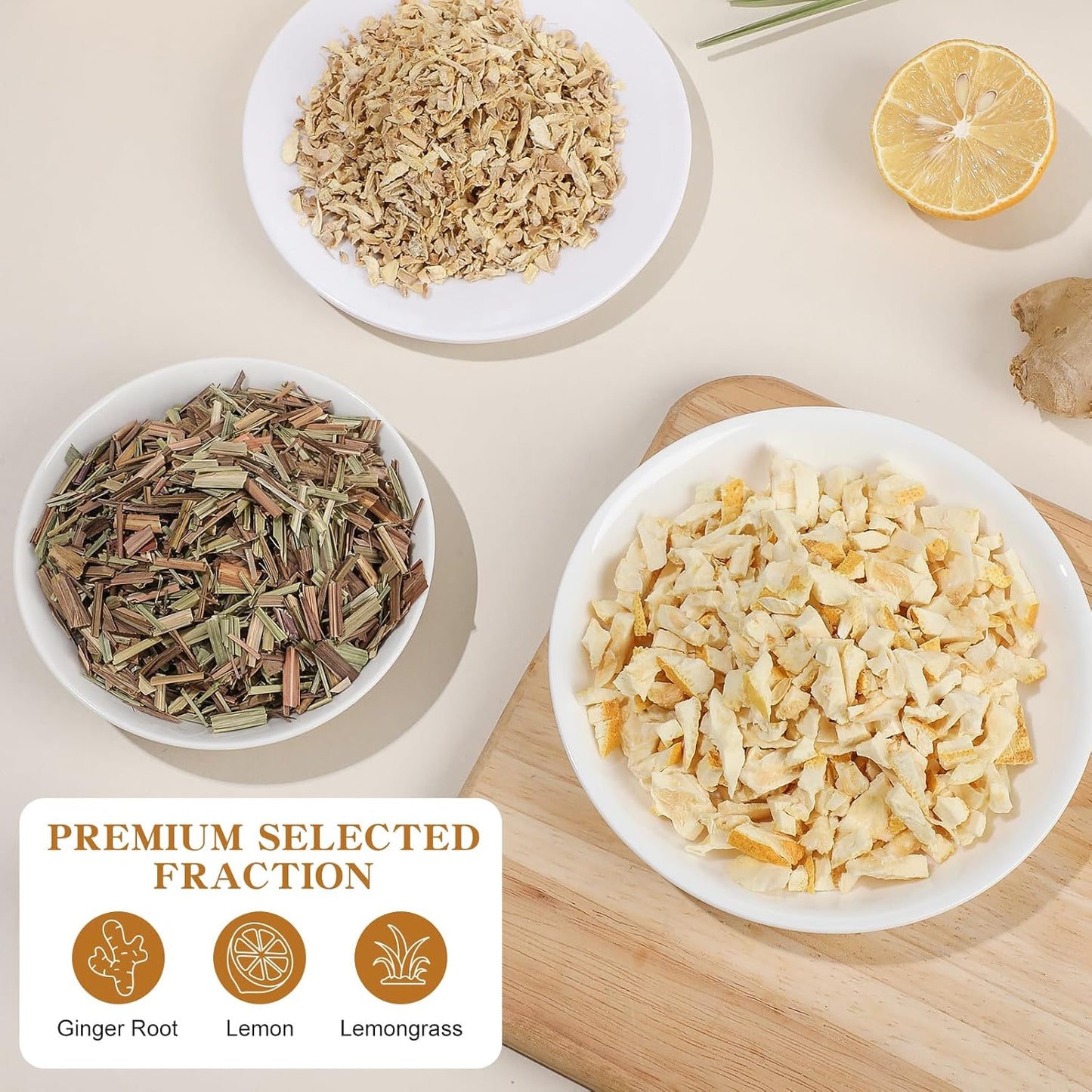 FullChea - Lemon Ginger Tea Bags, 50 Teabags - Pleasantly Spicy & Warming - Non-GMO - Caffeine-free - Support Healthy Digestion & Boost Immunity