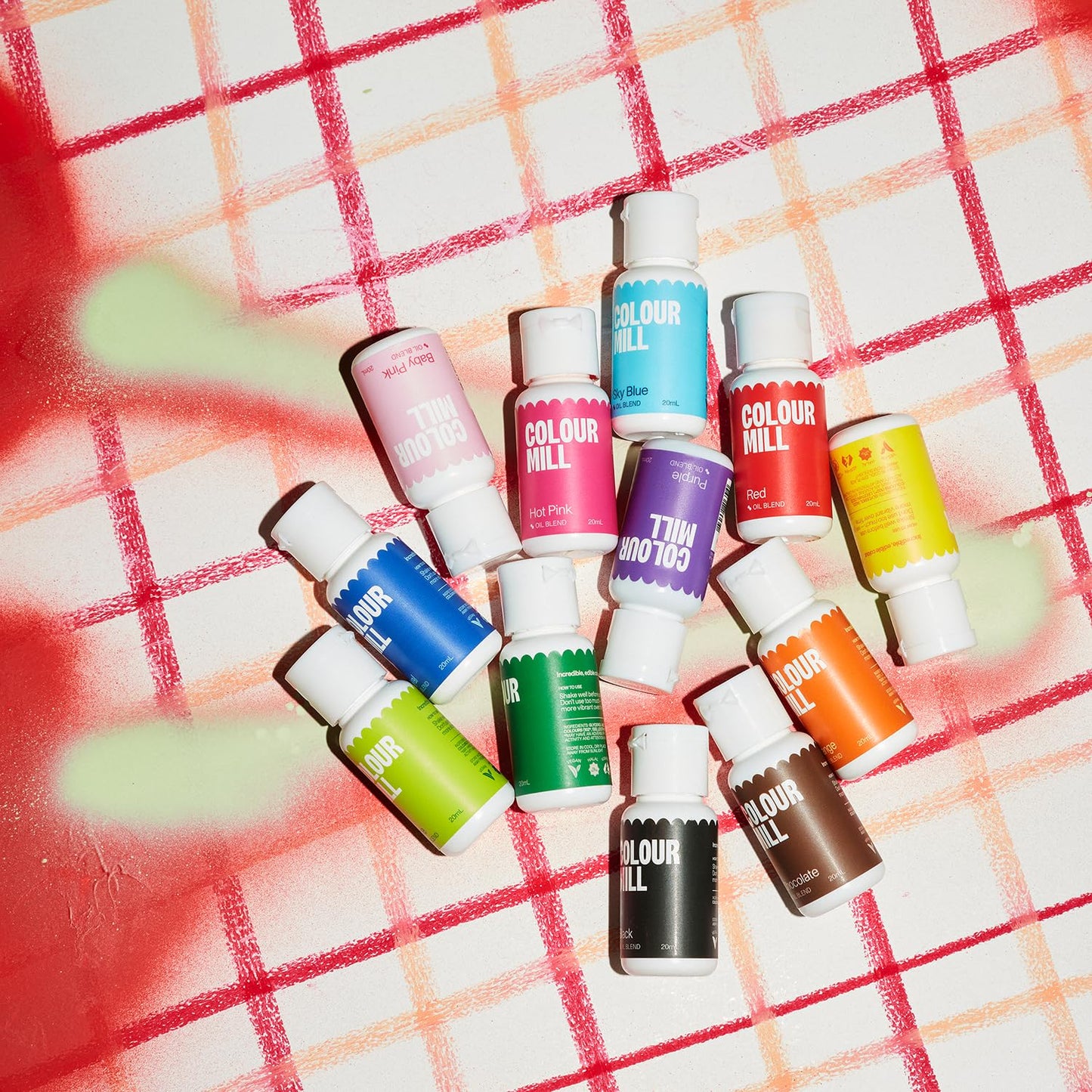 Colour Mill Kickstarter-Pack Oil-Based Food Coloring, 20 Milliliters Each of 12 Colors: Baby Pink, Black, Chocolate, Forest, Hot Pink, Lime, Orange, Purple, Red, Royal, Sky Blue and Yellow