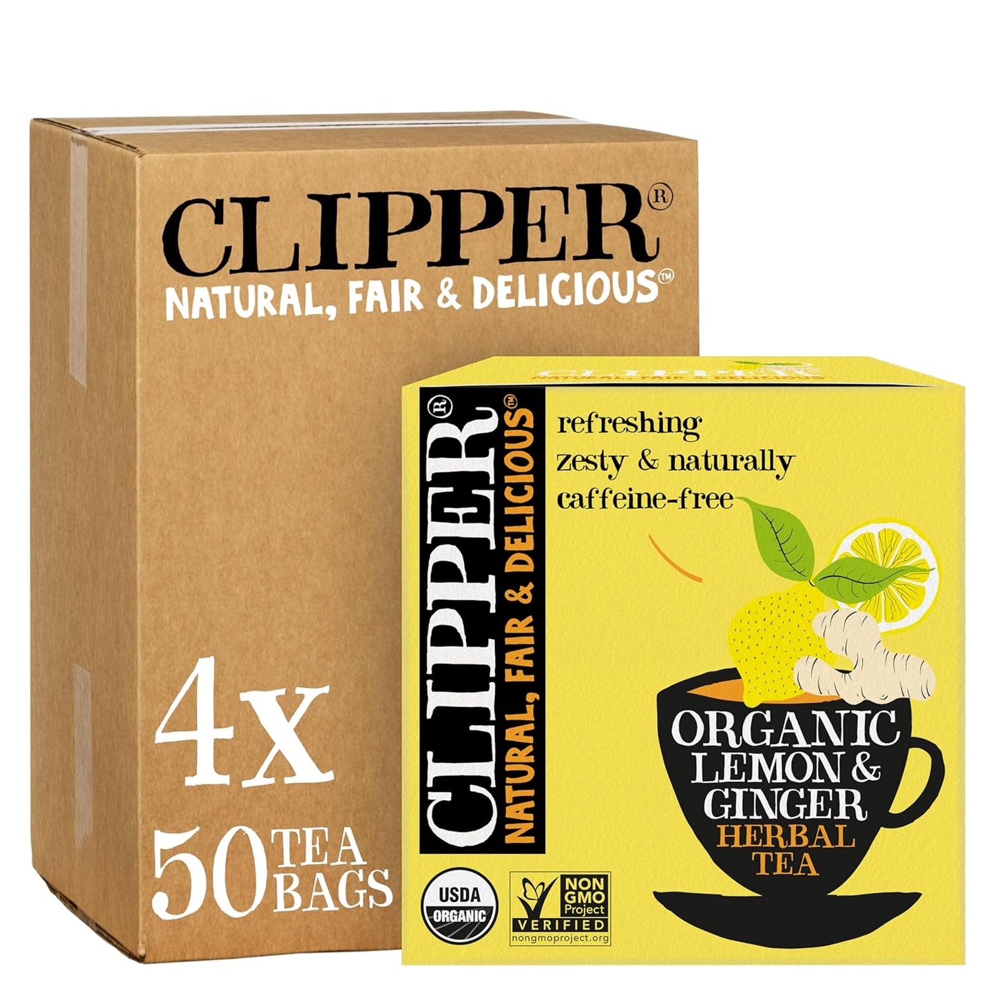Clipper Tea Lemon & Ginger Teabags – Caffeine Free, USDA Organic, Great Hot or Iced – Aromatic, Natural, Fair & Delicious – 200 Tea Bags