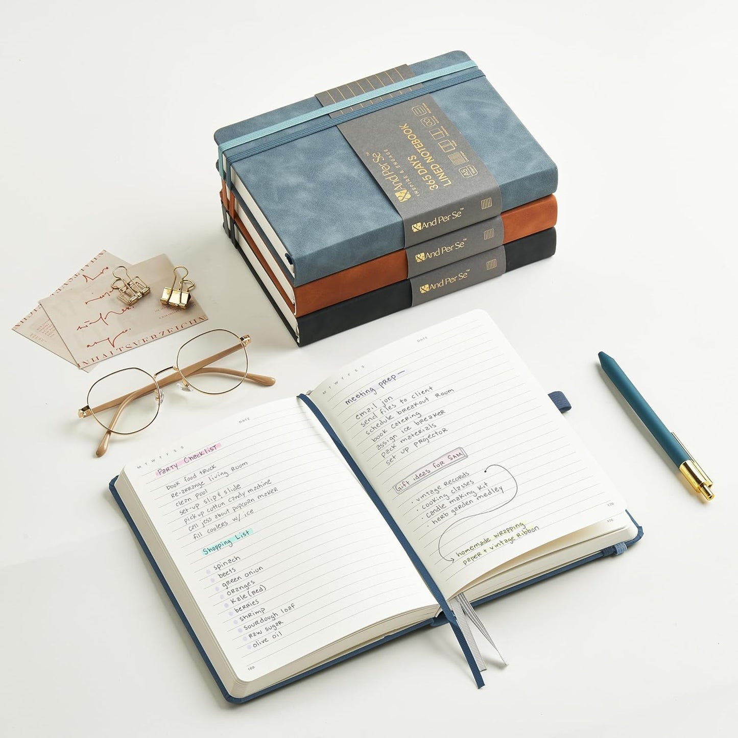 &And Per Se Lined Journal Notebook, 365 Pages, A5, 5.7'' x 8'' 100GSM Thick Paper, Journals for Writing, Hardcover Notebooks for Women Men (Blue)