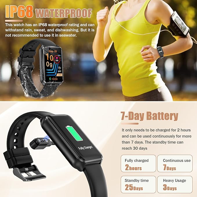 Smart Watch with Fitness Tracker, 1.57-Inch Display, Answer Calls, Sleep Monitor, IP68 Water Resistant (Black)