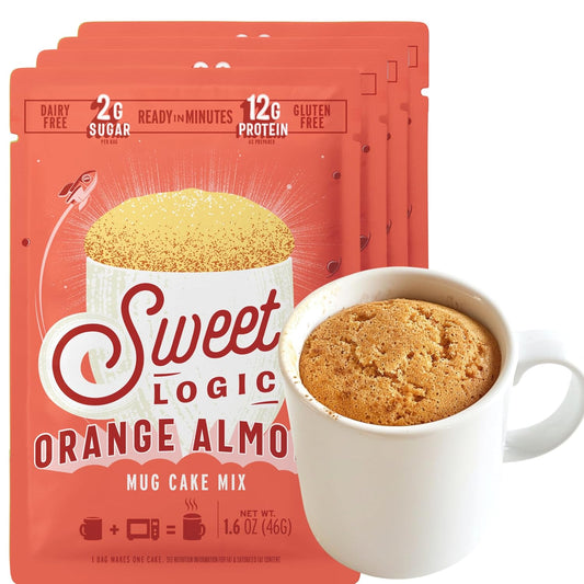 Sweet Logic Keto Dessert Mug Cake Mixes - Orange Almond - Low Sugar - Gluten-Free - Low Carb - Diabetic-Friendly Sweets - Natural Ingredients - High Protein - Delicious Keto Treats (4 Pack)