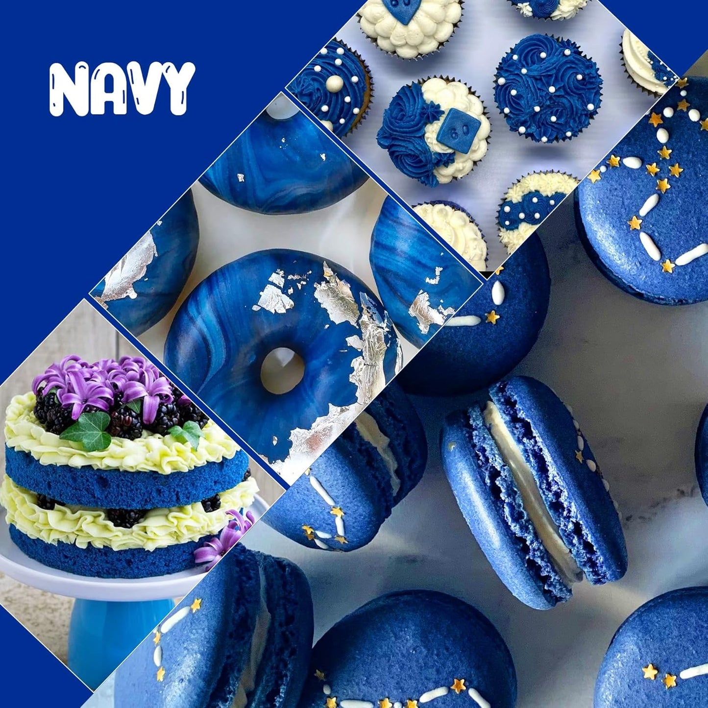 Food Coloring Liquid - Vibrant Color Food Coloring for Cake Decorating, Baking, Easter Egg, Icing - Tasteless Food Color Dye for Fondant, Cooking, Slime, Airbrush (Navy, 8 Fl.oz)