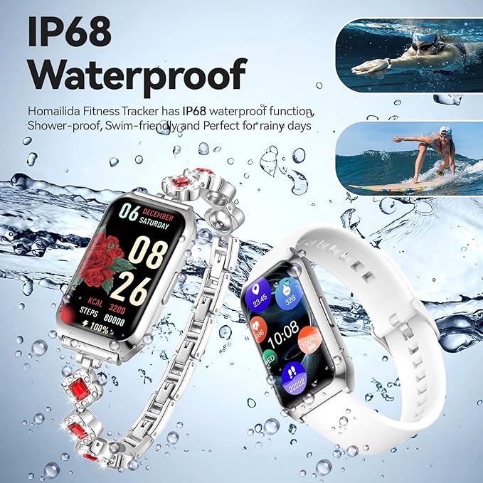 Smart Watches for Women,Fitness Tracker Watches with Sleep Monitor/Heart Rate/Blood Oxygen,IP68 Waterproof FitnessTracker with Long Battery Life,Excellent Appearance Design for Android/iOS Phones