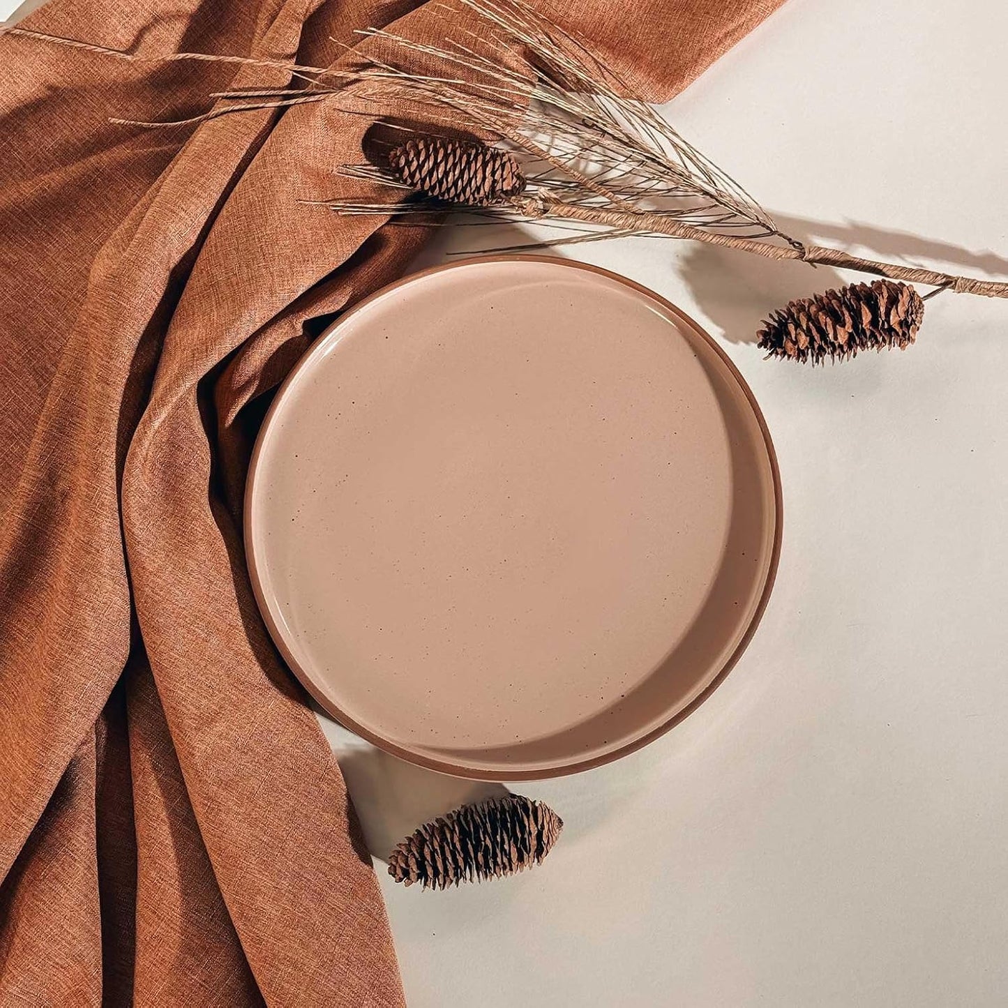 Mora Ceramic Flat Dinner Plates Set of 6, 10.5 in High Edge Dish Set - Microwave, Oven, and Dishwasher Safe, Scratch Resistant, Modern Dinnerware- Kitchen Porcelain Serving Dishes - Chai