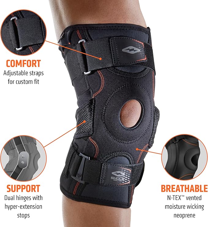 Shock Doctor 872 Knee Brace, Knee Support for Stability, ACL/PCL Injuries, Patella Support, Prevent Hyperextension, Meniscus Injuries, Ligament Sprains for Men & Women