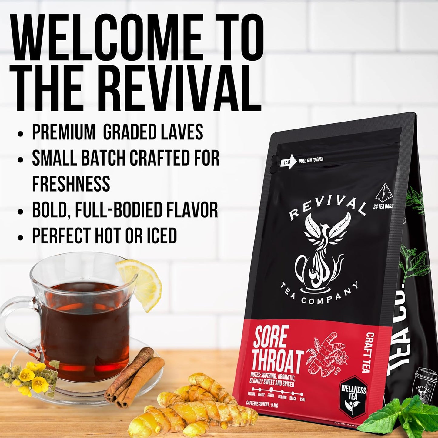 Sore Throat Tea - Wellness Tea Made with Elm Bark, Licorice Root and Marshmallow Root with Herbal and Medicinal Properties - Low Caffeine - Loose Leaf 4 Ounces