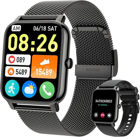 Smart Watch for Men Fitness Tracker: Waterproof Smart Watches for Women Digital Mens Watches Make/Answer Call Running Smartwatch Android Phone iPhone Samsung Compatible Heart Rate Monitor