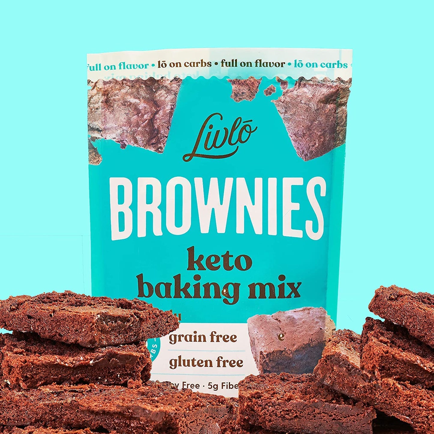Livlo Keto Brownie Baking Mix - Just 1g Net Carb - Sugar & Gluten Free Keto Desserts, Sweets & Treats - Low Carb, Nut Free, Diabetic Friendly Snack - Fast, Delicious and Easy to Make - 12 servings