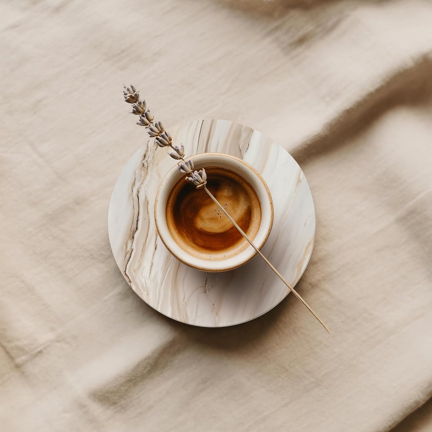 VEYRO Coasters Set of 6 for Drinks – Absorbent Ceramic Stone Drink Coasters with Cork Backing for Coffee Table & Desk, Modern Marble Look Cup Coaster Set, Housewarming Gift for New Home