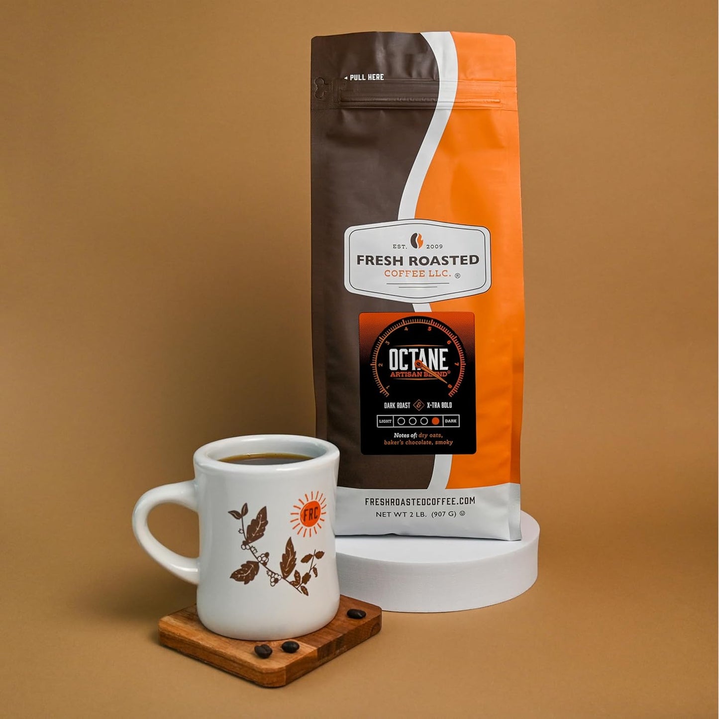 Fresh Roasted Coffee, Octane, 2 lb (32 oz), Dark Roast, Kosher, Ground