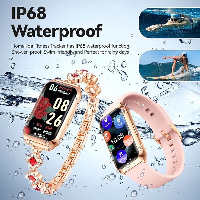 Smart Watches for Women,Fitness Tracker Watches with Sleep Monitor/Heart Rate/Blood Oxygen,IP68 Waterproof FitnessTracker with Long Battery Life,Excellent Appearance Design for Android/iOS Phones