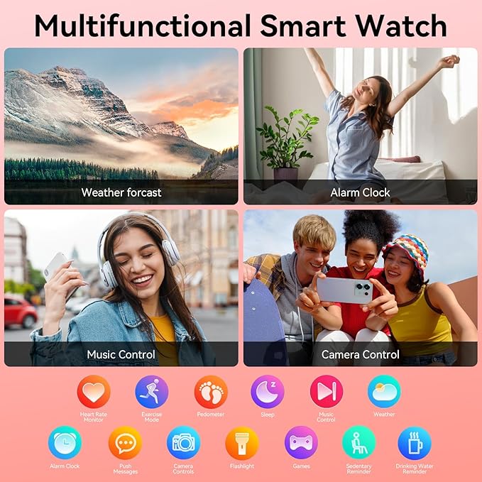 Smart Watch for Men Women, 1000 mAh 100 Day Battery Life, 1.85" Fitness Tracker with Call Function, 110+ Sport Modes, Heart Rate, Sleep Monitor Fitness Watch, IP68 Waterproof, Compatible iOS Android