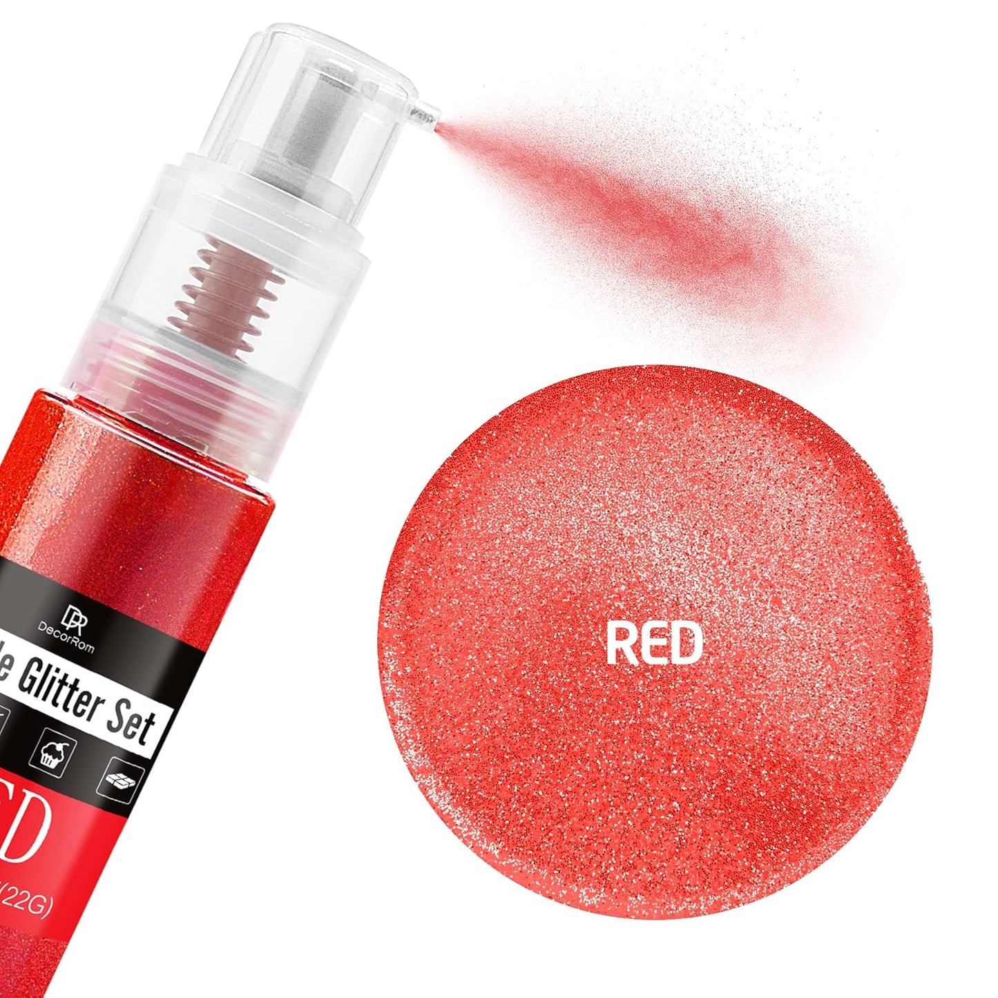 Edible Glitter Spray - 3/4oz Luster Dust Edible Food Grade Glitter Shimmer Dust Powder for Cocktails, Drinks, Cake Decorating - Metallic Food Coloring Powder for Wine, Candy, Cookie, Icing (Red)